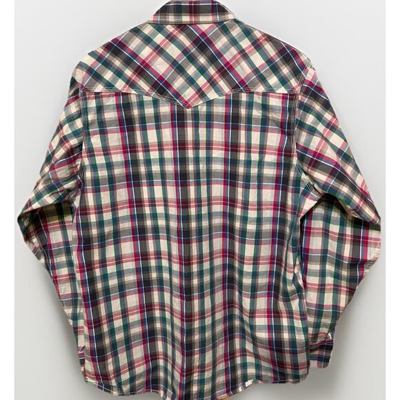 Wrangler Twenty X Shirt Pearl Snaps Mens Size Lg Multicolor Pink Yellowstone - Picture 4 of 13